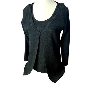 Chico’s Cardigan Set Travelers Slinky Metallic with Tank Top  Size 1